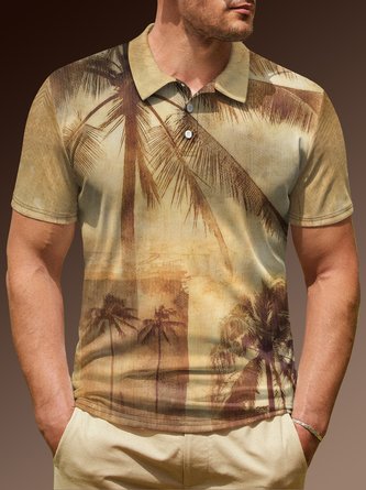 Ombre Coconut Tree Short Sleeve Polo Shirt