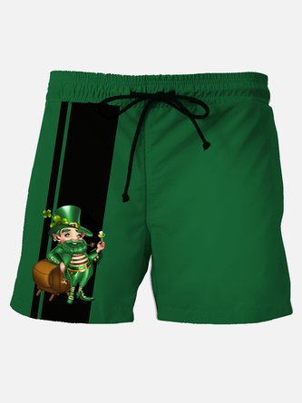  St. Patrick's Day Flag Clover Green Men's Hawaiian Shorts Elastic Super Fast Dry Shorts