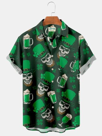  Green Holiday St. Patrick Print Chest Bag Shirt Plus Holiday Shirt