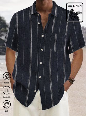  Cotton linen Casual Striped Hawaiian Shirt Oversized Vacation Aloha Shirt