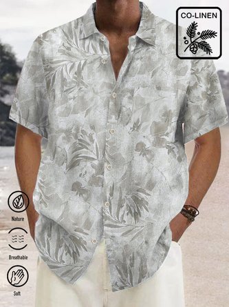  Cotton Linen Floral Hawaiian Shirt Oversized Vacation Aloha Shirt