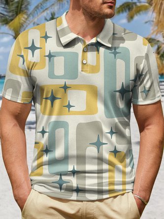 Men's Geometric Art Print Hawaii Geometric Polo Collar Polo Shirt