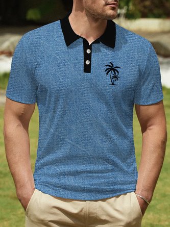 Coconut Tree Contrast Men's Golf Polo Shirt
