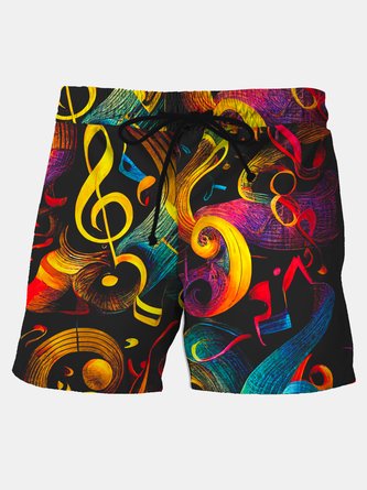 Casual Abstract musical Note Men's Art Breathable quick Dry Casual Shorts