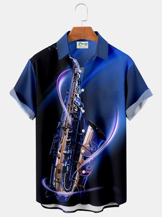 Royaura Instrumental Jazz Men's Pocket Button Shirt