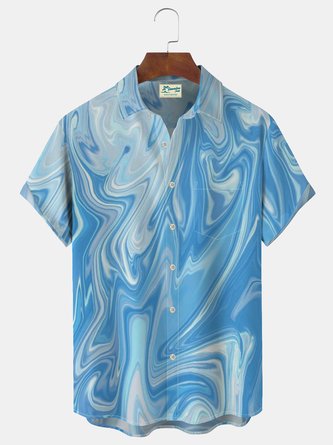 Royaura Water Ripple Flow Ombre Print Beach Men's Vacation Hawaiian Big and Tall Aloha Shirt