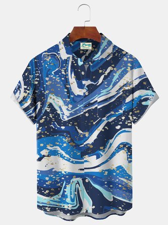 Royaura Casual Art Dye Men's Ripple Big & Tall Aloha Shirt Custom Shirt