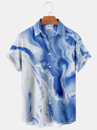 Royaura Gradient Ripple Art Men's Button Pocket Shirt
