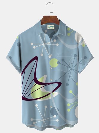 Mid Century Modern Print Men's Vacation Hawaiian Big and Tall Aloha Shirt