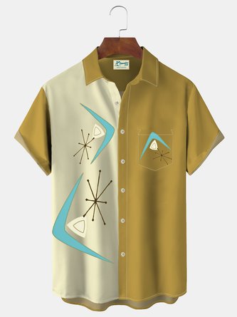 Mid Century Modern Geometry Print Men's Vacation Hawaiian Big and Tall Aloha Shirt