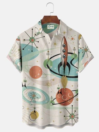 Royaura Mid-Century Geometry Chest Pocket Short Sleeve Shirt