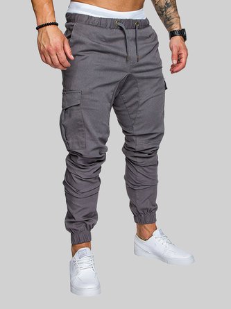 JoyMitty Cargo Pants Multi-Pocket Trousers Men's Casual Beamed Pants