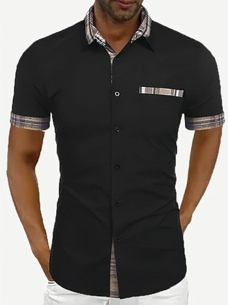 Mans Letter Cotton Linen Short Sleeve Shirts & Tops