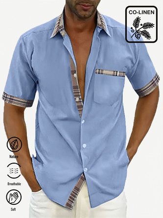 Mans Letter Cotton Linen Short Sleeve Shirts & Tops