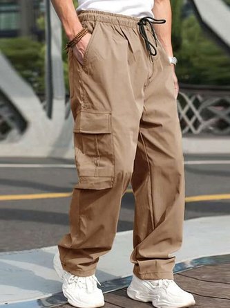 JoyMitty Loose Multi-Pocket Straight Leg Casual Men's Trousers