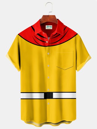 JoyMitty 50's Vintage Cartoon Men's Fun Casual Shirts Stretch Plus Size Aloha Hawaiian Camp Pocket Shirts