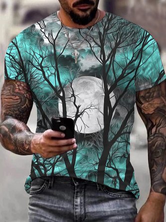 JoyMitty Halloween Print Beach Men's Oversized Short Sleeve T-Shirt