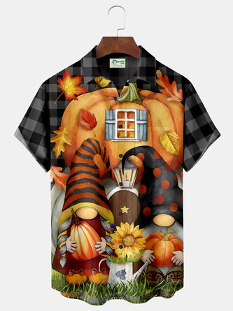 JoyMittyHalloween Gnomes  Print  Men's Hawaiian Oversized Shirt with Pockets