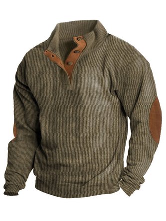 JoyMitty Men's Basic Corduroy Vintage Button Hoodie
