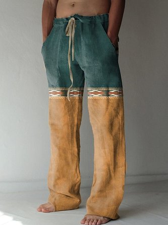 JoyMitty Retro Geometric Ethnic Print Men's Casual Pants