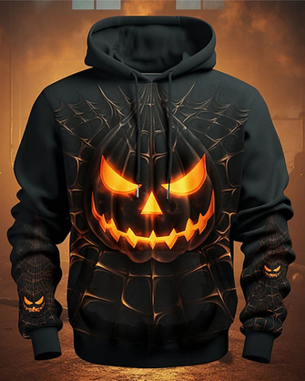 JoyMitty Men's Crazy Pumpkin Stretch Oversized Vintage Drawstring Hoodie
