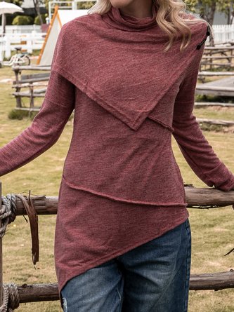 Grey Asymmetrical Casual Knit coat