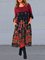 CLEARANCE Red A-Line Printed Crew Neck 3/4 Sleeve Dresses