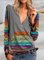 CLEARANCE Gray V Neck Casual Long Sleeve Tops