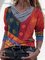 CLEARANCE Women Color Block Casual V-Neckline Long Sleeve Blouses