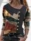 CLEARANCE Color Block Casual Oblique Neckline Long Sleeve Blouses