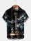 Mens Music Rock Roll Punk Guitar Print Casual Breathable Chest Pocket Short Sleeve Hawaiian Shirts