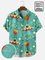 Men's Seersucker Fabric Wrinkle Resistant Shirt UFO Cat Art Print Short Sleeve Shirt