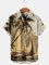 Men's Ocean Coconut Print Anti-Wrinkle Moisture Wicking Fabric Fashion Hawaiian Lapel Short Sleeve Shirt