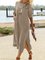 Linen Shift Pockets Casual Dresses