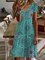 Paisley V Neck Loosen Short Sleeve Knit Dress