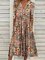 Floral V Neck Casual Midi Dress for Women