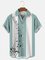 Men's Contrast Music Symbol Print Casual Hawaiian Short Sleeve Shirt