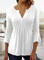 Casual Plain V Neck Tops