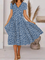 Floral Printed V Neck Casual Dresses