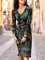Floral Casual Vintage V Neck Long Sleeve Dresses