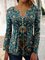 Casual V neck Long Sleeve Ethnic Loose Tops