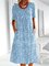 JOYMITTY Women Floral Print Casual Dresses Short Sleeve Crew Neck Loose Shift Dress