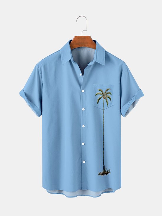 Mens Simple Coconut Tree 3D Printed Hawaiian Shirt Short-sleeved Top & Tops