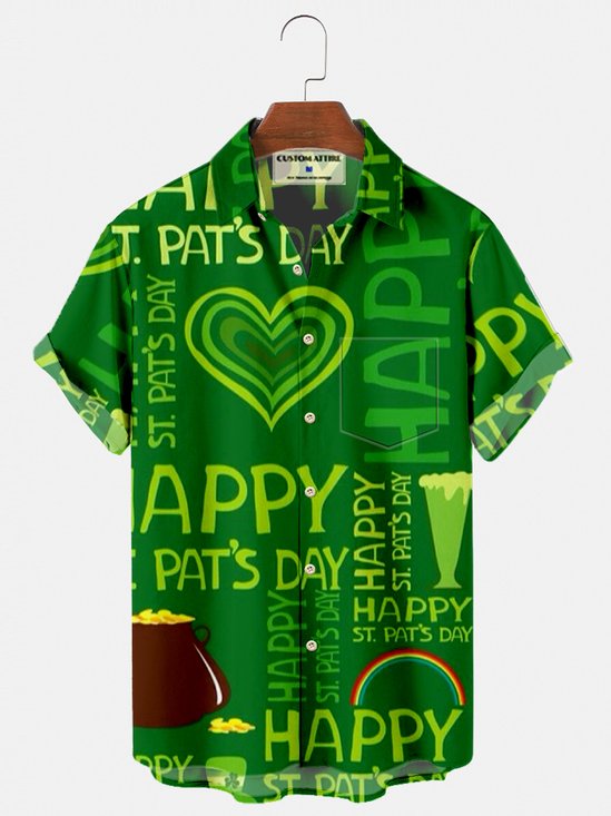 Men's Happy St. Patrick's Day Printing Casual Short Sleeve Shirt