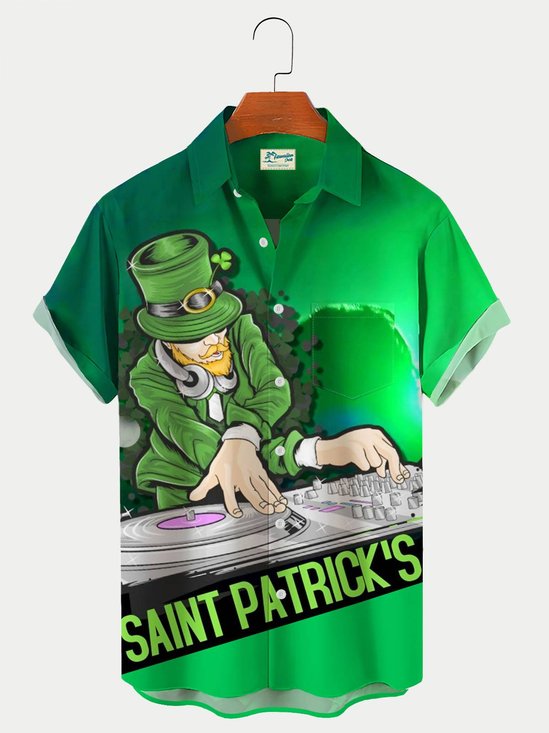 St Patrick Party Print  Men's Hawaiian Short Sleeve Shirt Breathable Plus Size Shirt