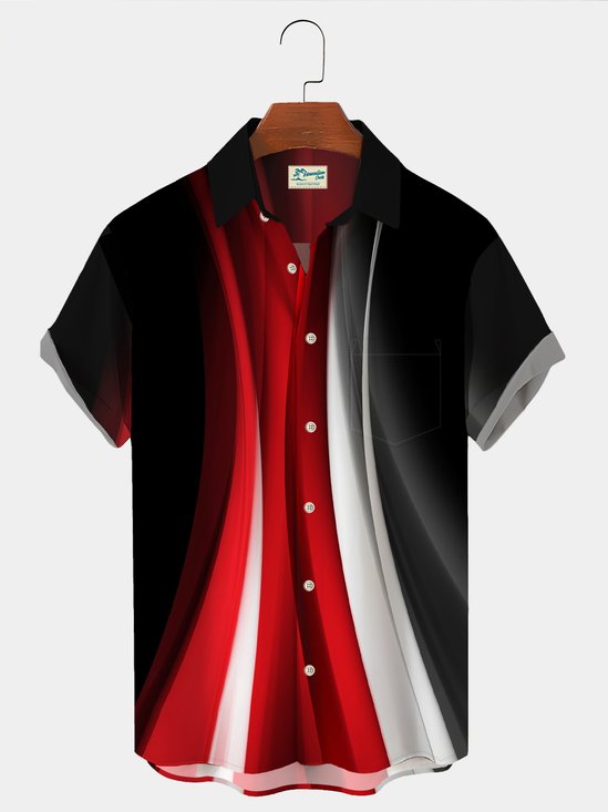  Black Art Gradient Print Men's Black Chest Bag Shirt Plus Size Shirt