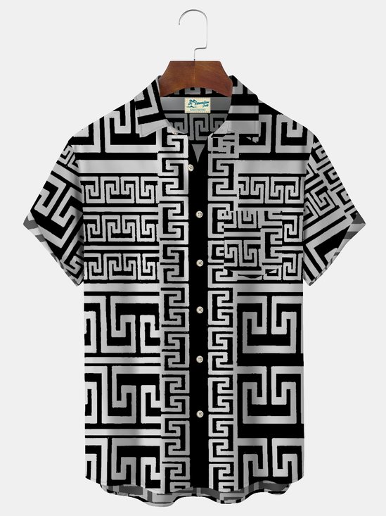  Neon Ethnic Aztec Pattern Retro Bowling Hawaiian Shirt Oversized Vacation Aloha Shirt