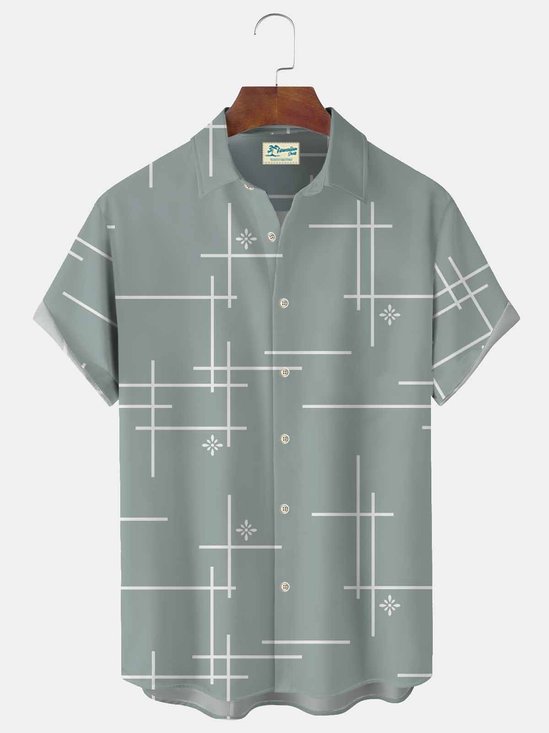 Casual Line Drawing Short-Sleeved Shirt