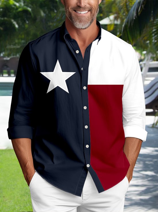 JoyMitty Texas Flag Button Down Western Shirt Long Sleeve Shirt
