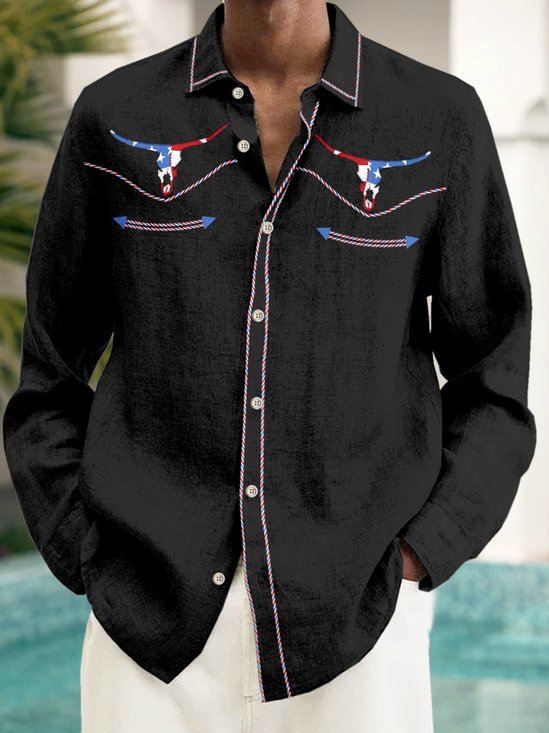 JoyMitty Casual Vintage Western Men's Long Sleeve Shirt JoyMitty Casual Vintage Western Men's Long Sleeve Shirt